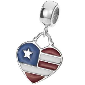 America Heart Flag Pandora Dangle Charm