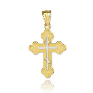 Eastern Orthodox Gold Cross Pendant Charm