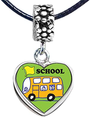 Fun School Bus Dangle Pandora Bead