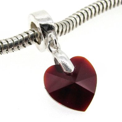 Garnet Red Heart Chamilia Bead
