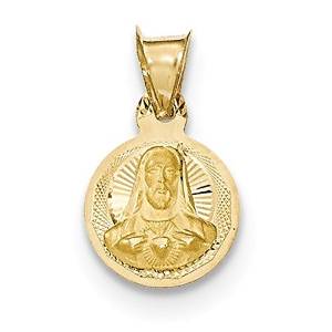 Gold Heart Of Jesus Medal Pendant Charm