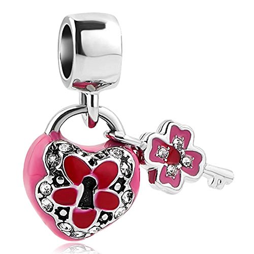Key to My Heart Pink Stones Charm
