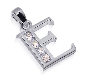 Letter E With Cubic Zirconia Charm