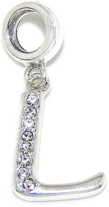 Letter L With White Cubic Zirconia Charm