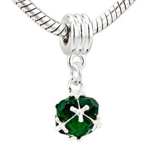 May Birthstone Emerald Green Swarovski Crystal charm