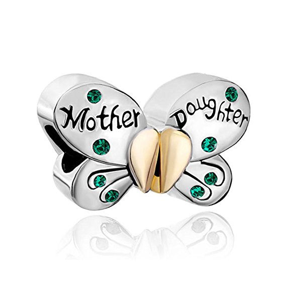 Mother Daughter Separable Butterfly Pandora Heart Charm