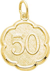 Number 50 Gold Oval Charm for 50th Birthday
