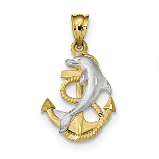Pandora 14K Yellow Gold Anchor and Dolphin Dangle Pendant Charm