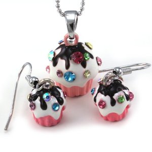 Pandora 3 D White Cupcake With Sprinkles Heart Dangle Charm
