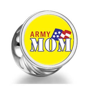 Pandora American Army Mom Heart Photo Charm