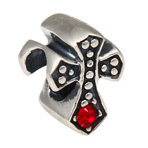 Pandora Antiqued Celtic Cross With Red Zircons Charm