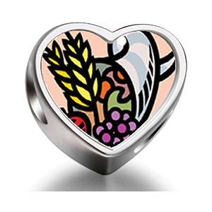 Pandora Apple Wheat And Grapes Harvest Heart Charm