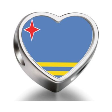 Pandora Aruba Flag Heart Photo Charm