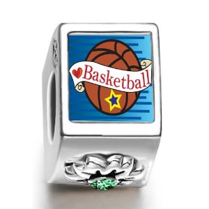 Pandora Basketball And Equipment I Love Playing Basketball Photo With Flower Leaves Charm
