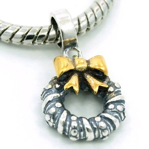 Pandora Bell With Gold Plated Bow Charm