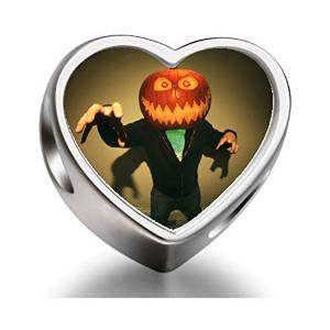 Pandora Black Halloween Pumpkin Man Heart Charm