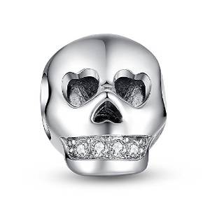 Pandora Black Halloween Skull Man Heart Charm