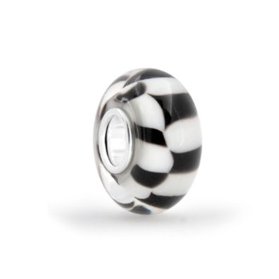 Pandora Black White Checkerboard Murano Glass Charm