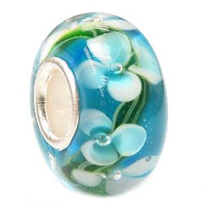 Pandora Blue Flowers Murano Glass Charm