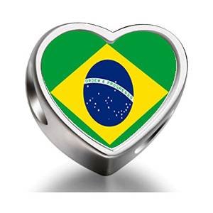 Pandora Brazil Flag Heart Photo Charm