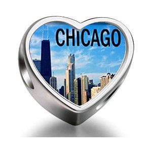 Pandora Chicago Photo Double Heart Charm