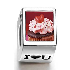 Pandora Chocolate Cupcake Topped Heart Photo Charm