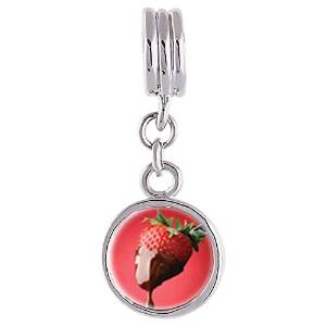 Pandora Chocolate Dipped Strawberry Cylindrical Photo Charm