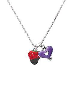 Pandora Chocolate Dipped Strawberry and Translucent Purple Heart Charm