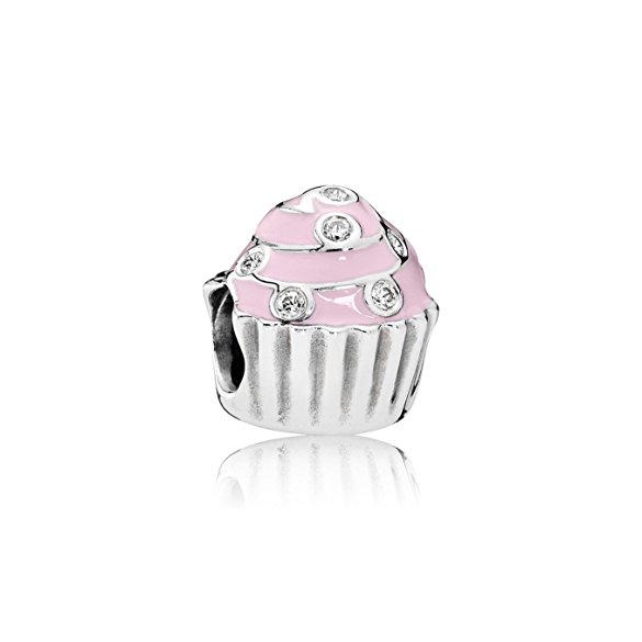 Pandora Cupcake With Enamel Antiqued Silver Charm