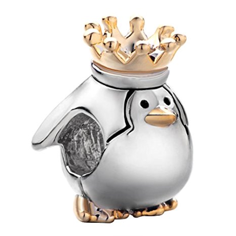 Pandora Cute Penguin King Crown Charm