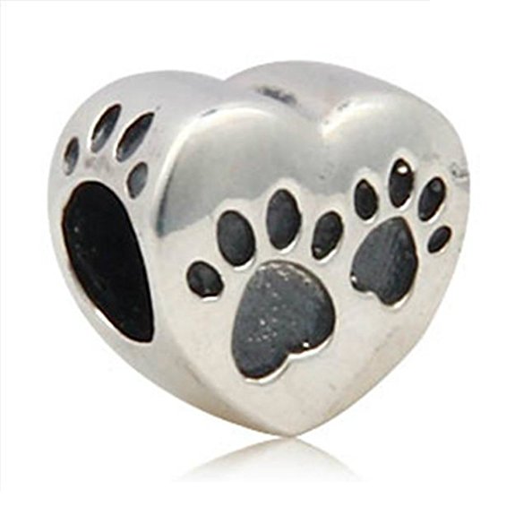 Pandora Dog Paw on Heart Charm