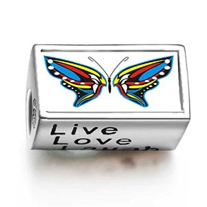 Pandora Exotic Butterfly Words Live Love Laugh Charm