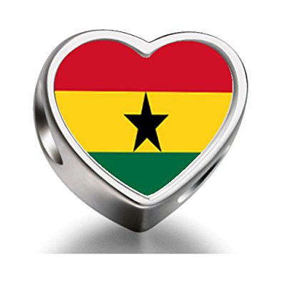 Pandora Ghana Flag Heart Photo Charm