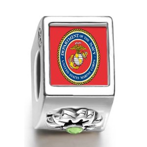 Pandora Gold Plated Character Marine Corps Cylindrical Photo Charm