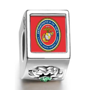 Pandora Gold Plated Character Marine Corps Photo Love Charm