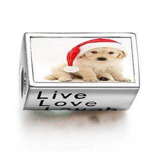 Pandora Golden Retriever With Santa Hat Photo Live Love Laugh Charm