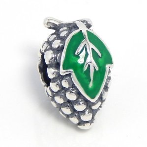 Pandora Grapes with Green Leaves Charm