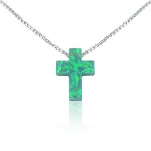Pandora Green Cross With Opal Pendant Charm