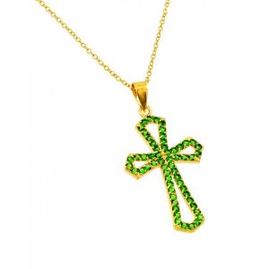 Pandora Green Cross With Peridot Crystal Pendant Charm