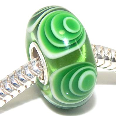 Pandora Green Swirl Murano Glass Bead
