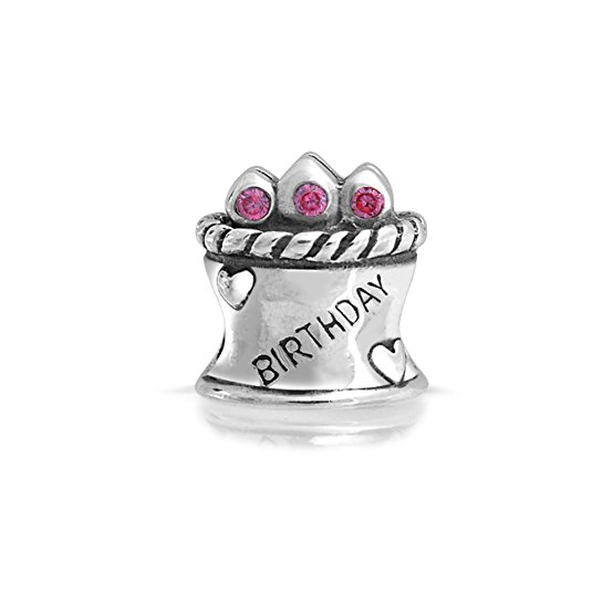 Pandora Hot Birthday Cake Charm With Heart and Pink CZ