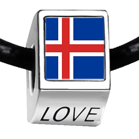 Pandora Iceland Flag Photo Love Charm