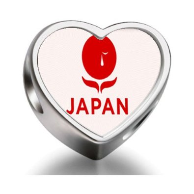 Pandora Japan Flag Heart Photo Charm
