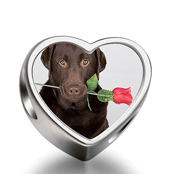 Pandora Labrador Dog With Rose Heart Charm