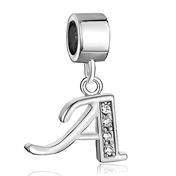 Pandora Letter A With Crystal Spacer Dangle Charm