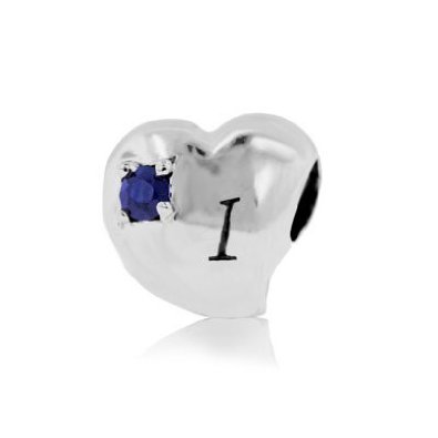 Pandora Letter I With Sapphire on Heart Charm