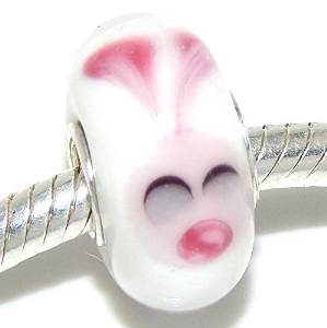 Pandora Light Pink Bunny Carrot Glass Charm