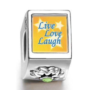Pandora Live Laugh Love Flower Pattern Photo Engraved Charm