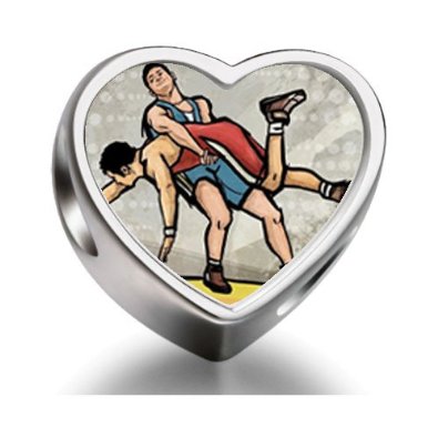 Pandora London 2012 Olympics Wrestling Photo Heart Charm
