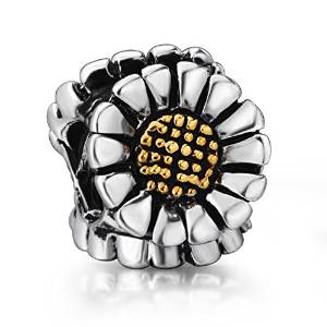 Pandora Lovely Sunflower With Golden Pin Two Tone Charm